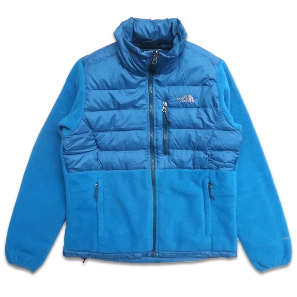 This is a The North Face Denali 550 Goose Down Puffer Fleece Jacket in blue.